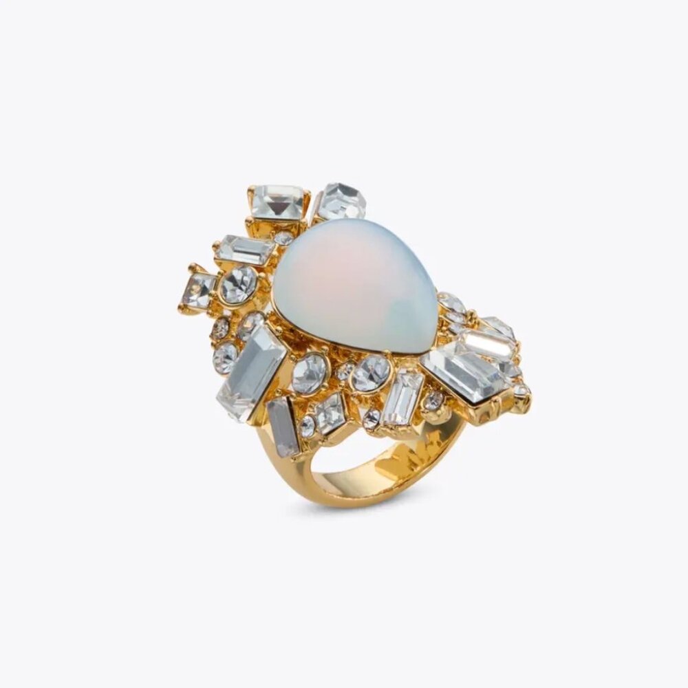 Kurt Geiger London Opal Cocktail Ring Gold Sz 7/8